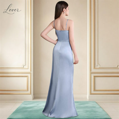 Vestido light blue de satin