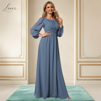 Vestido dusty blue de manga