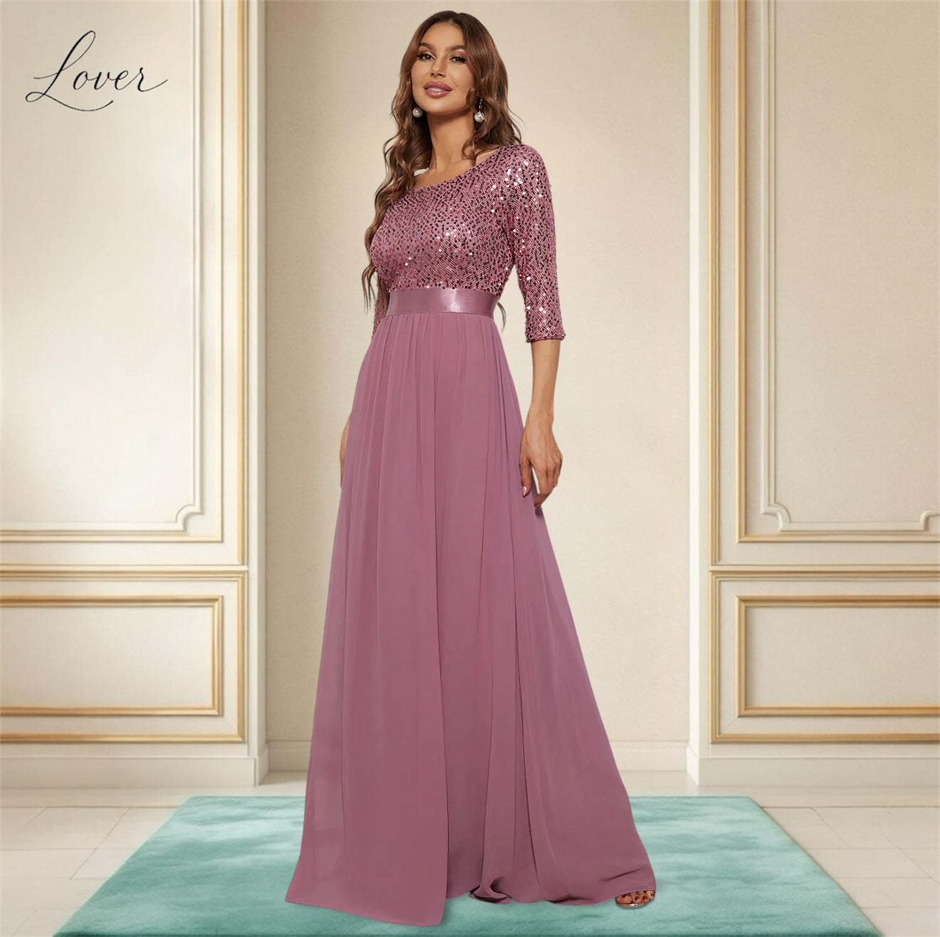 Vestido mauve de lentejuelas