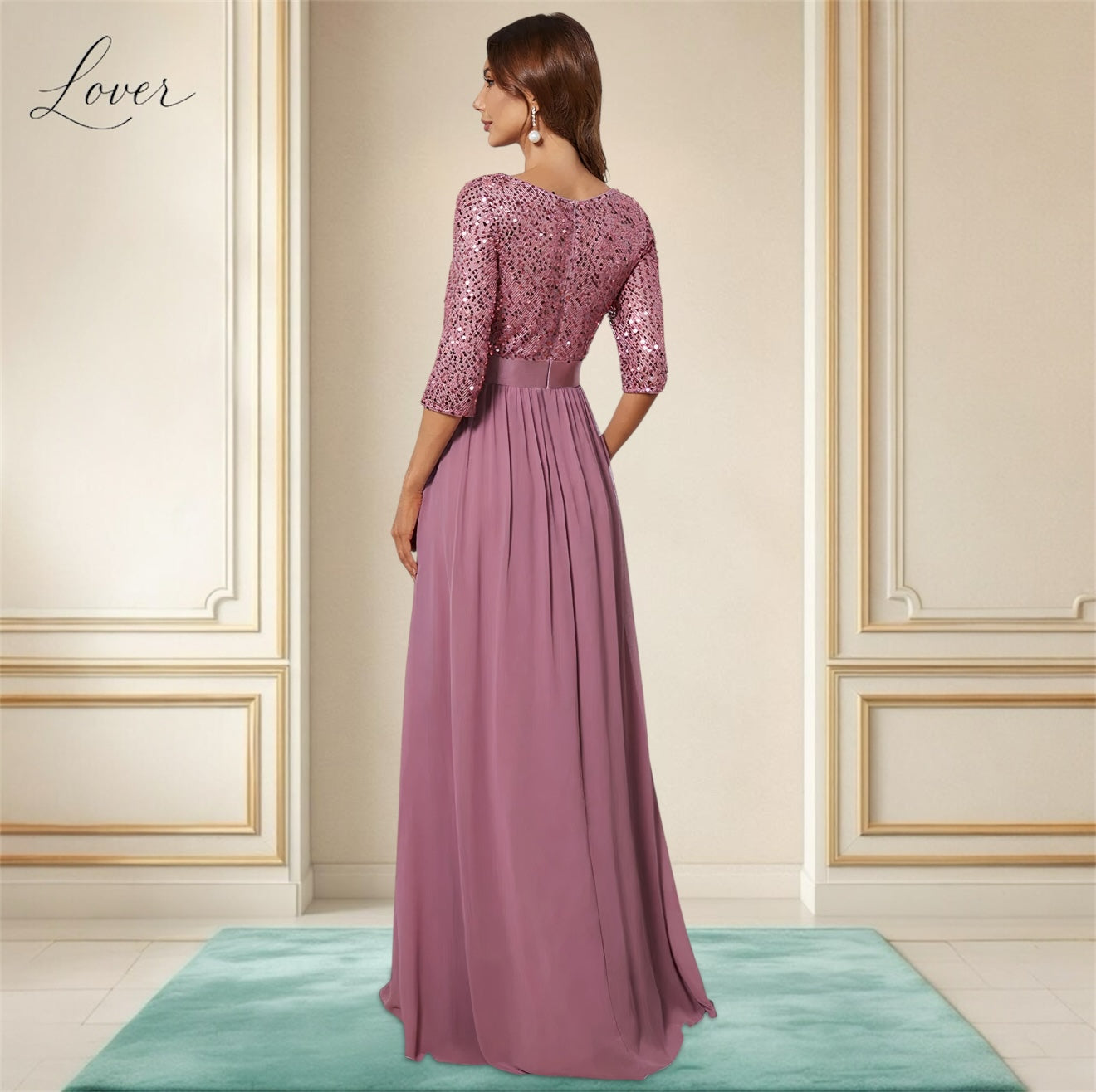 Vestido mauve de lentejuelas