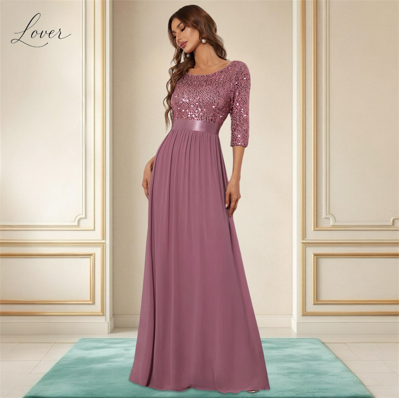 Vestido mauve de lentejuelas