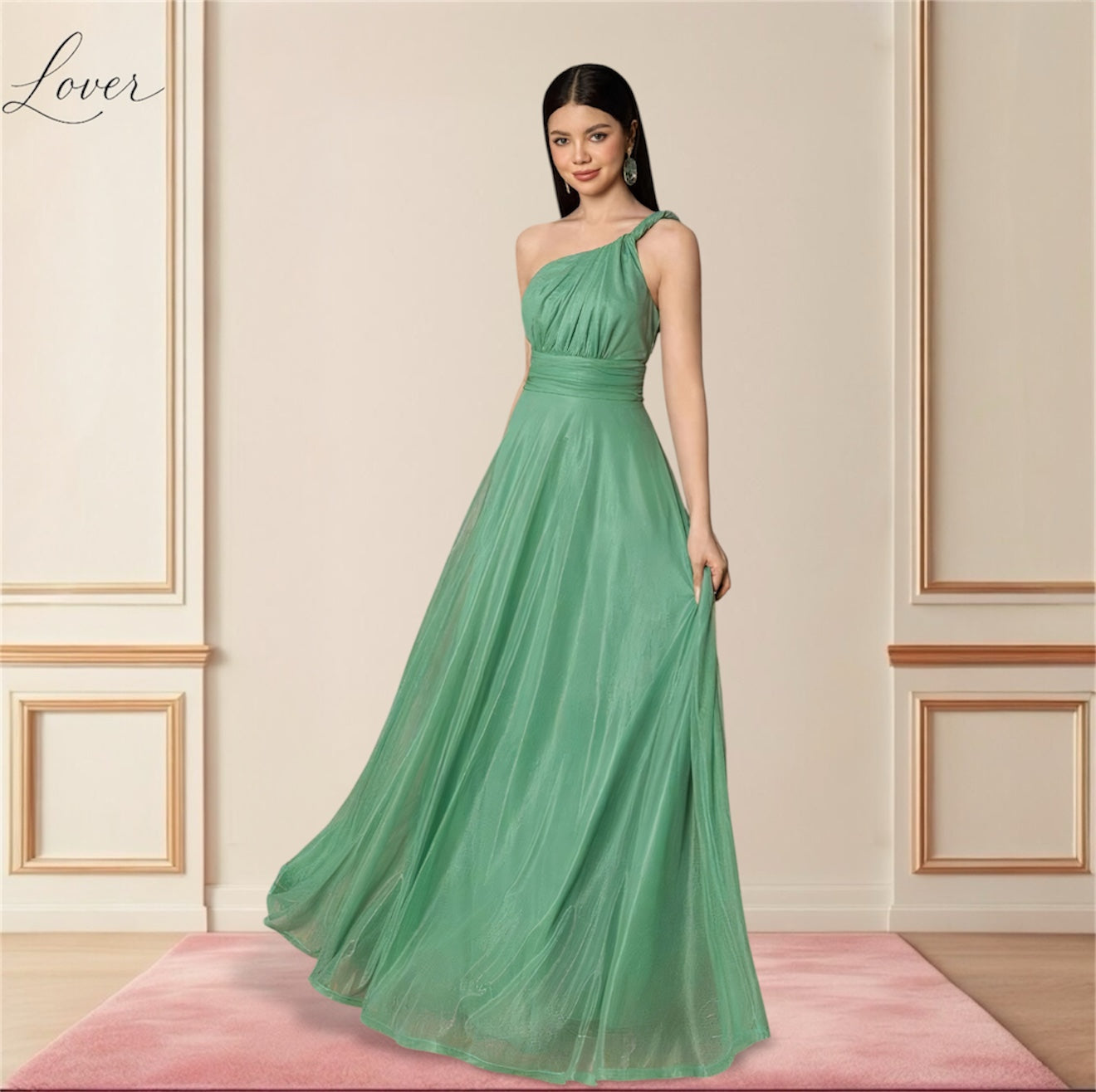 Vestido verde mineral green de tul