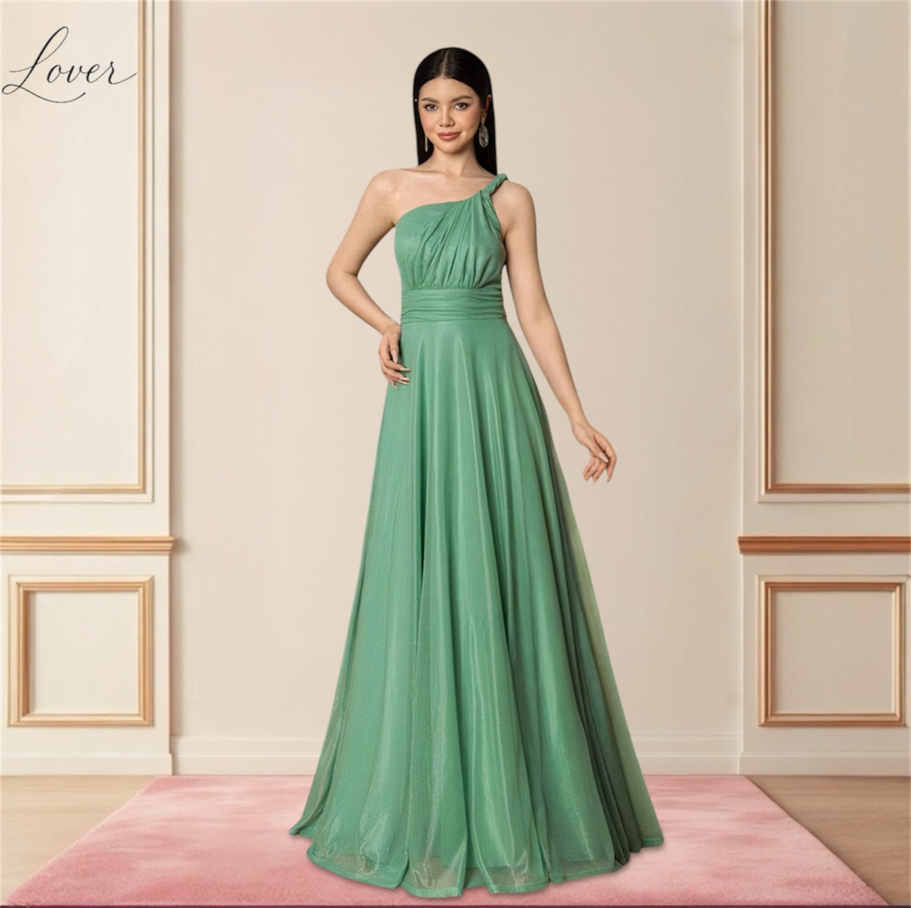 Vestido verde mineral green de tul