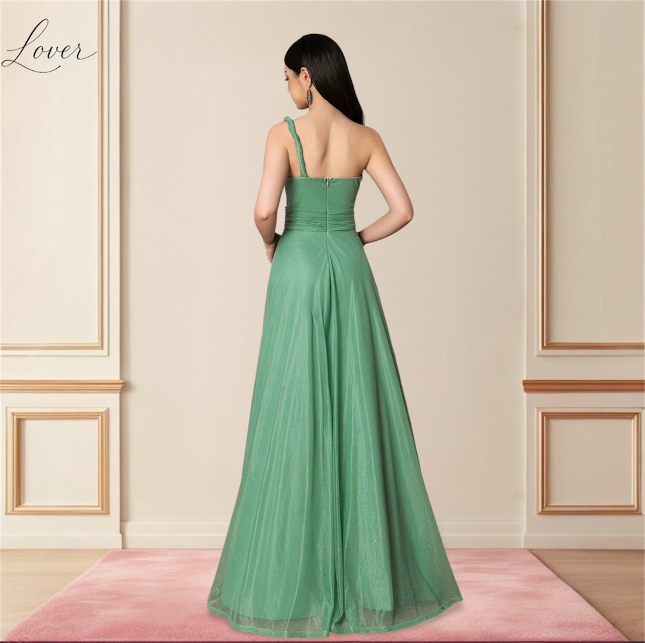 Vestido verde mineral green de tul