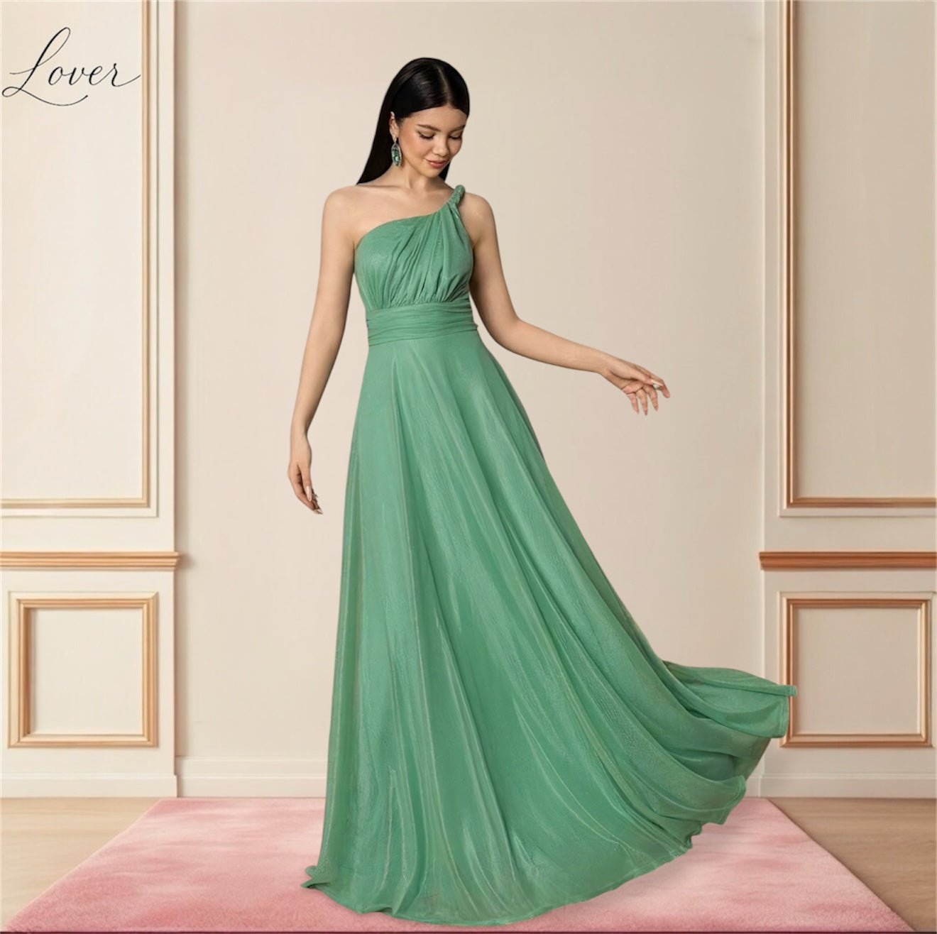Vestido verde mineral green de tul