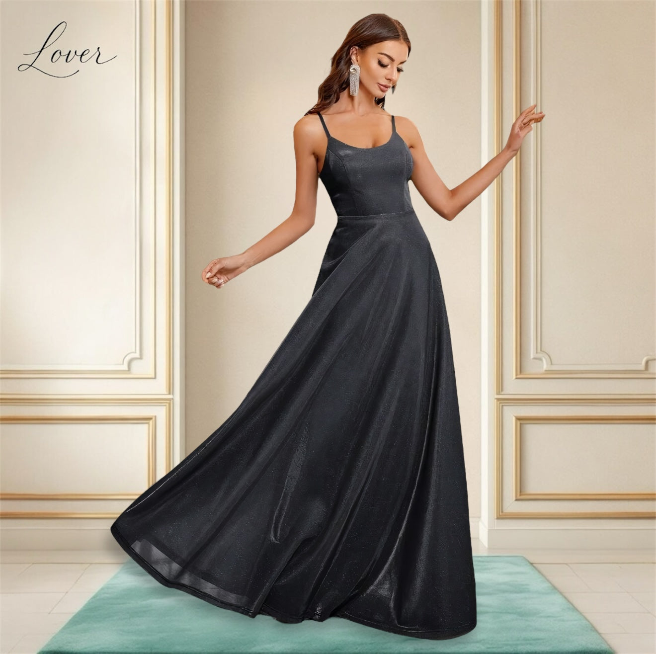 Vestido negro de brillos