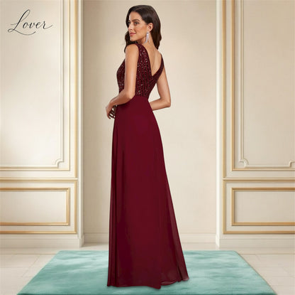 Vestido vino de lentejuelas en top