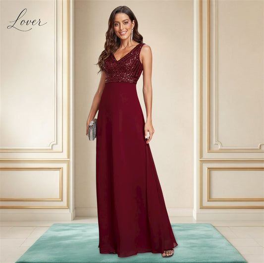 Vestido vino de lentejuelas en top