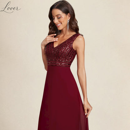 Vestido vino de lentejuelas en top