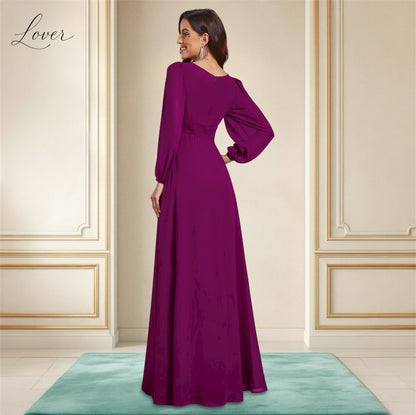 Vestido magenta de manga larga