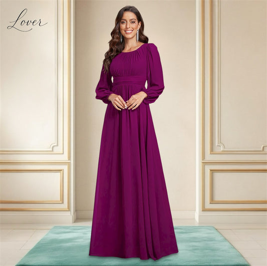 Vestido magenta de manga larga