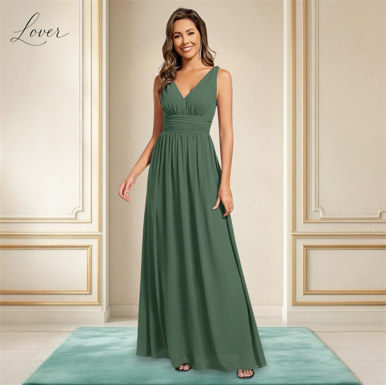Vestido verde eucalipto de tirantes