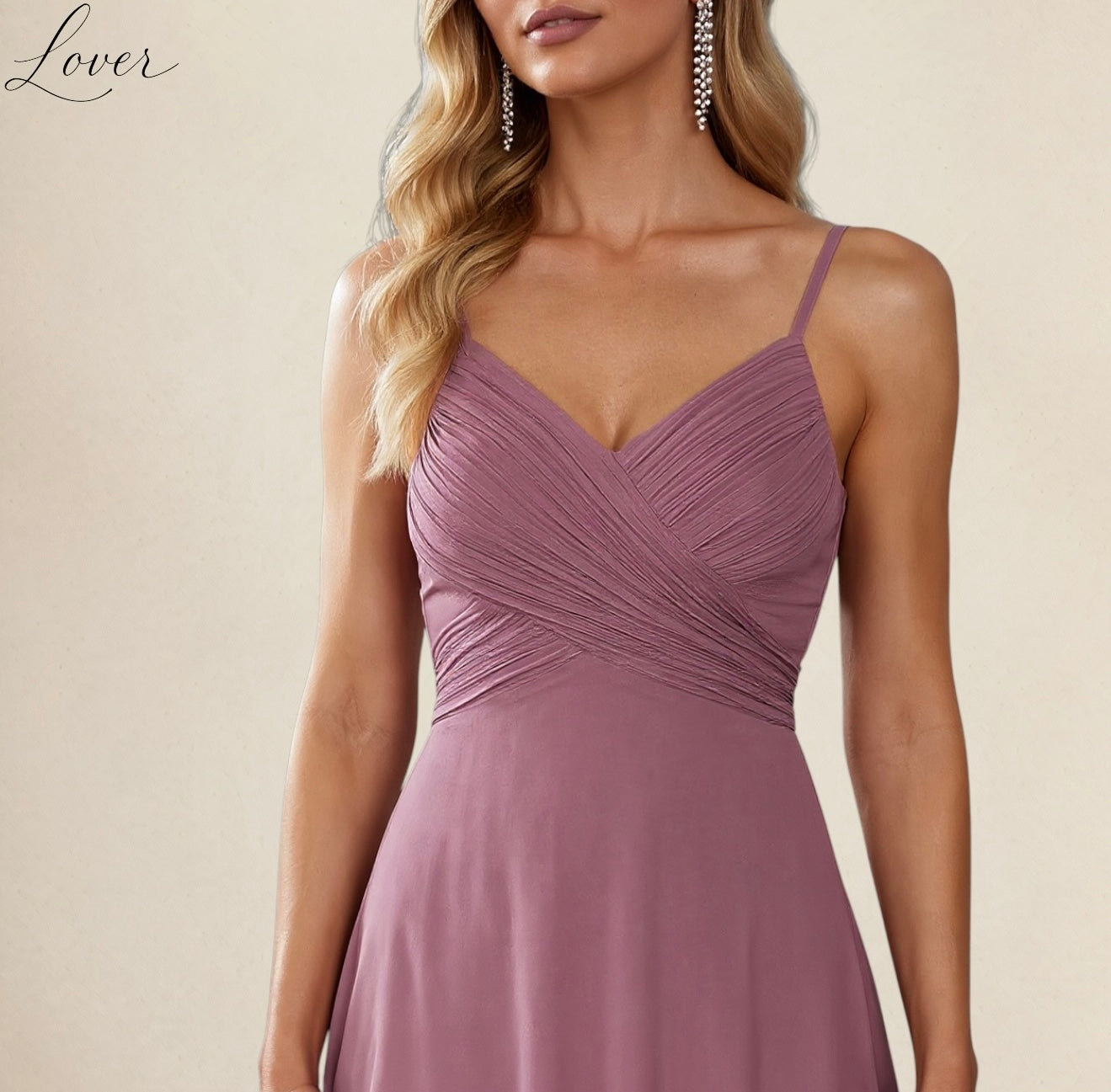 Vestido mauve de tirantes con espalda cowl