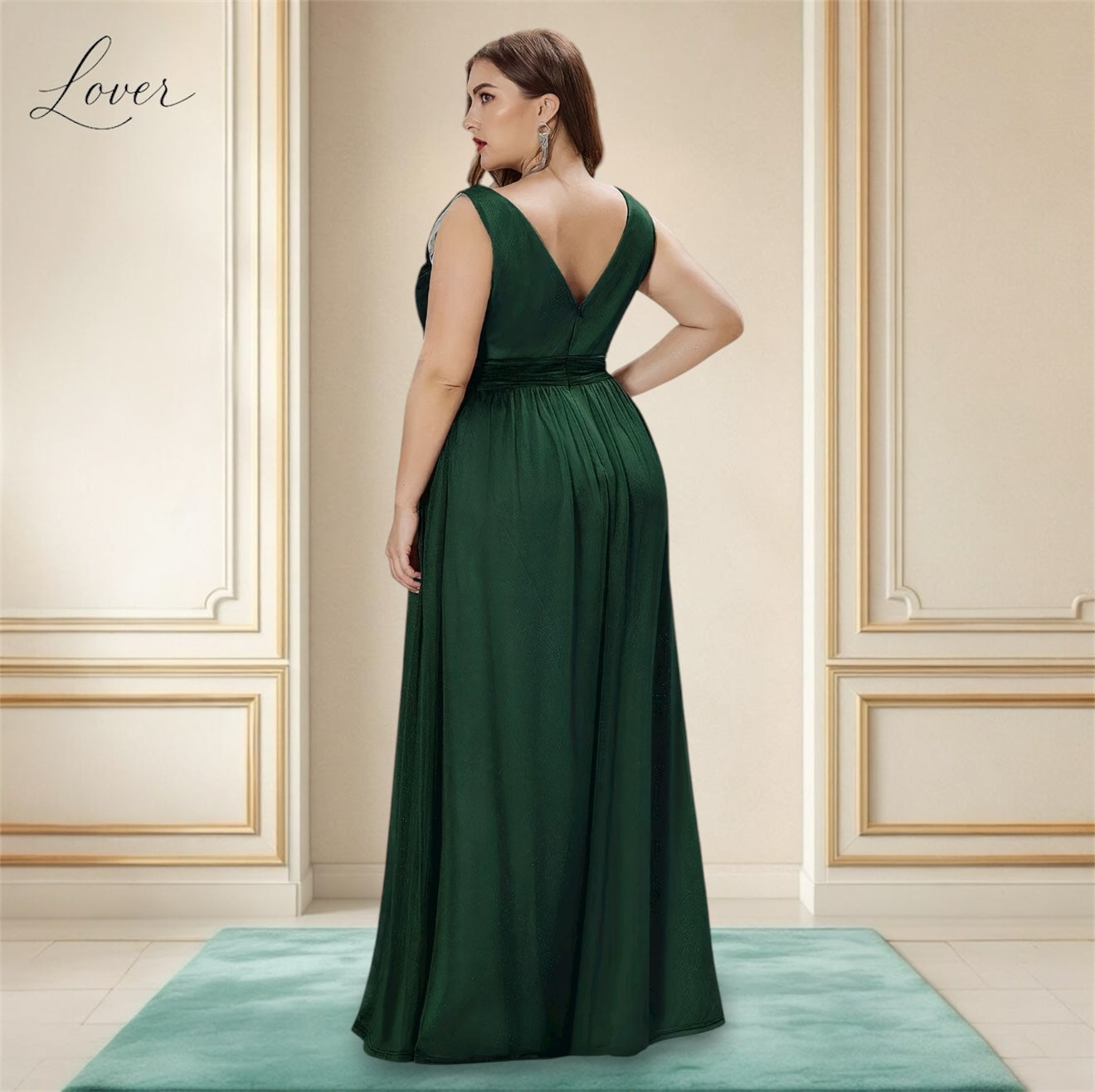 Vestido verde con brillos