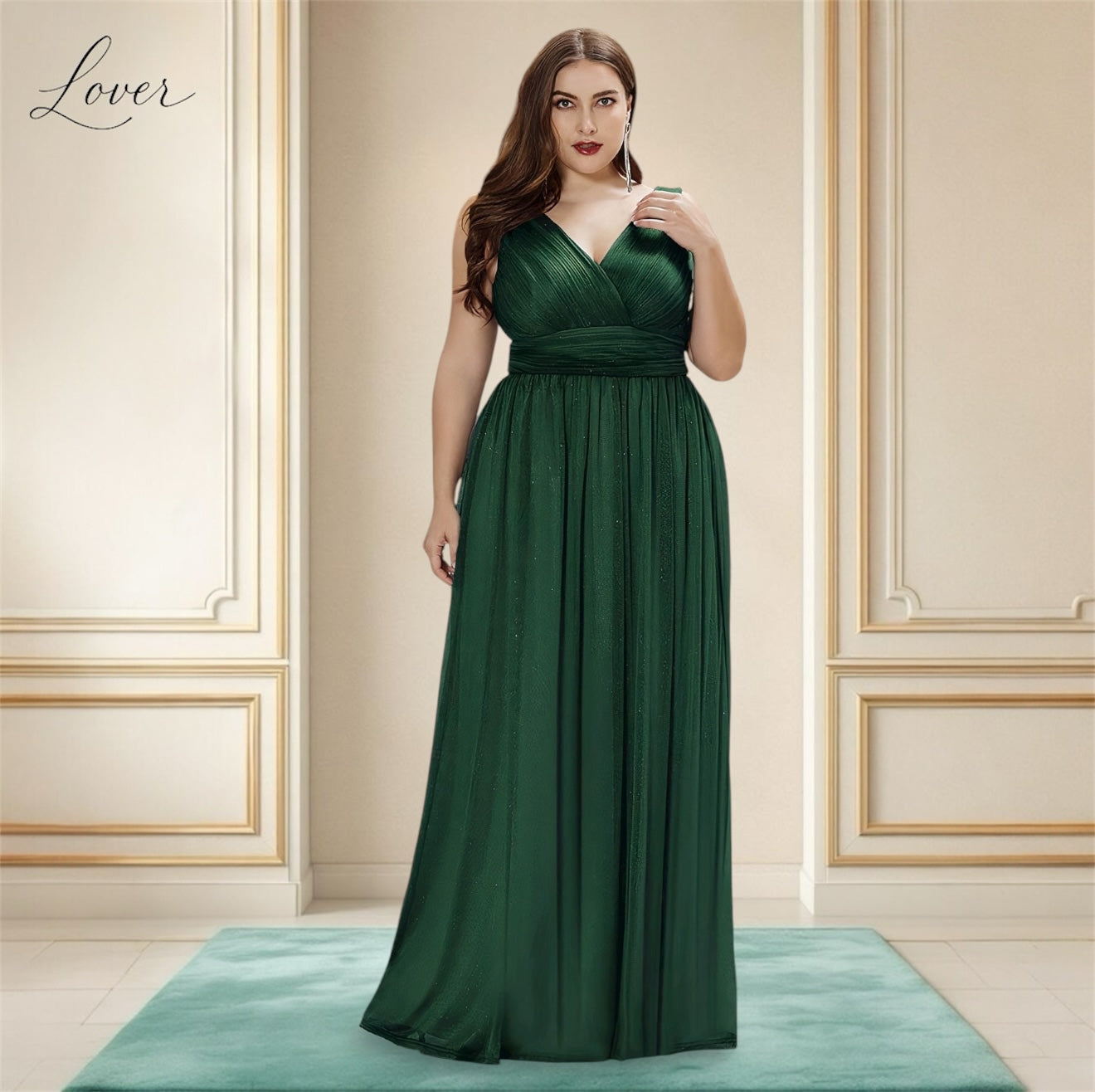 Vestido verde con brillos