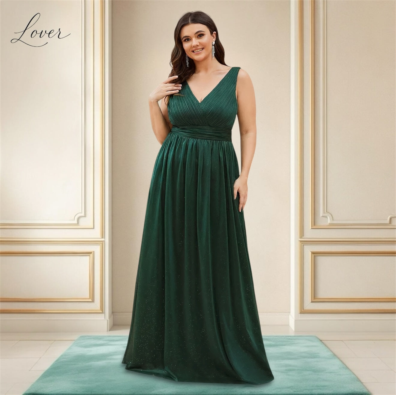 Vestido verde con brillos