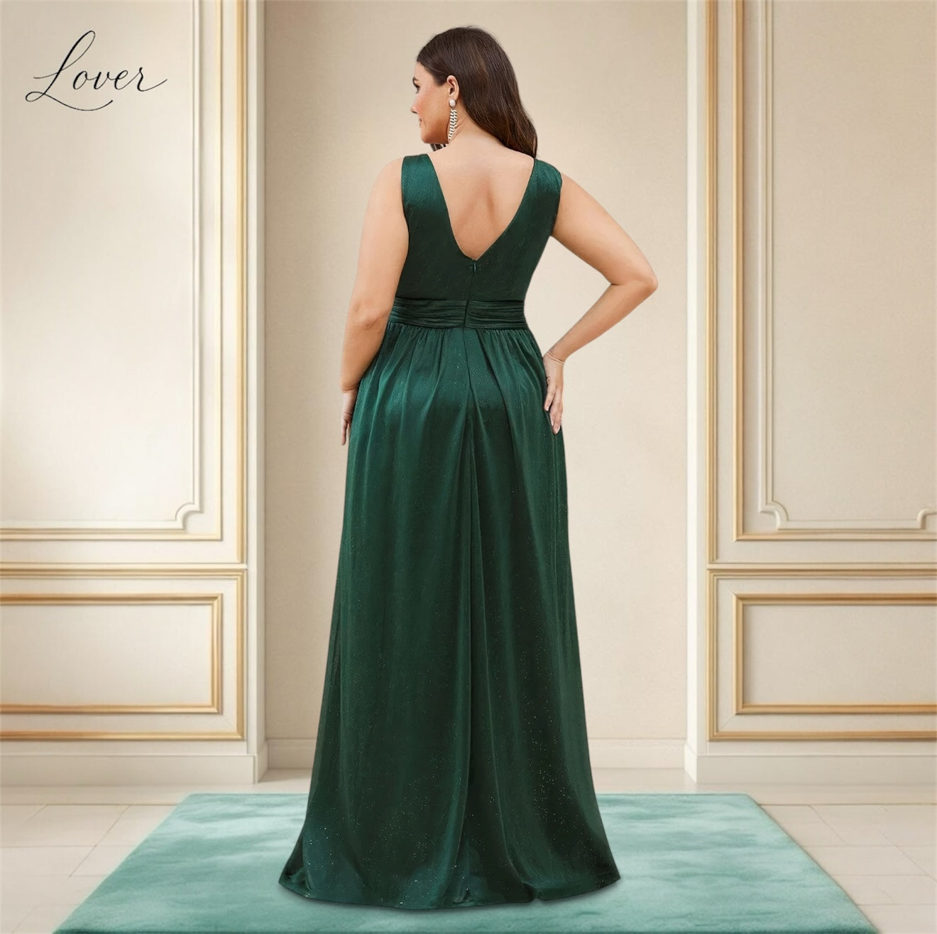 Vestido verde con brillos