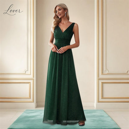 Vestido verde con brillos
