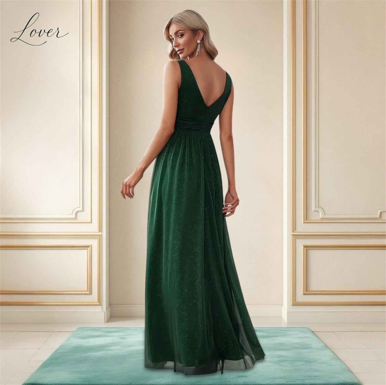Vestido verde con brillos