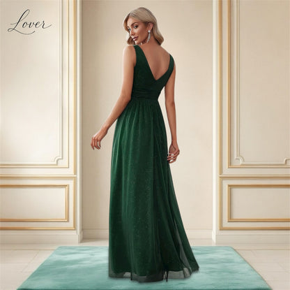 Vestido verde con brillos