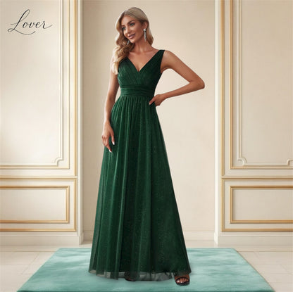 Vestido verde con brillos
