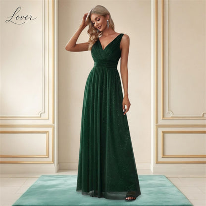 Vestido verde con brillos