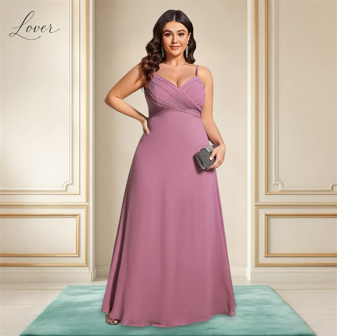 Vestido mauve de tirantes con espalda cowl