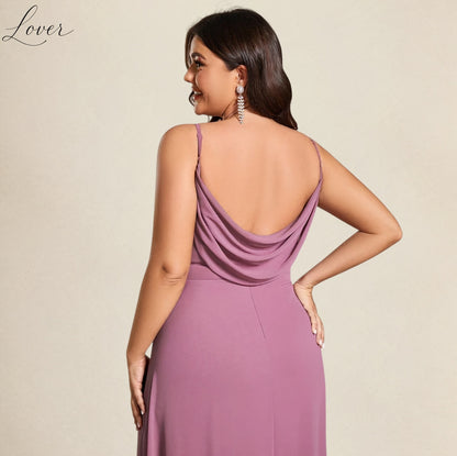 Vestido mauve de tirantes con espalda cowl