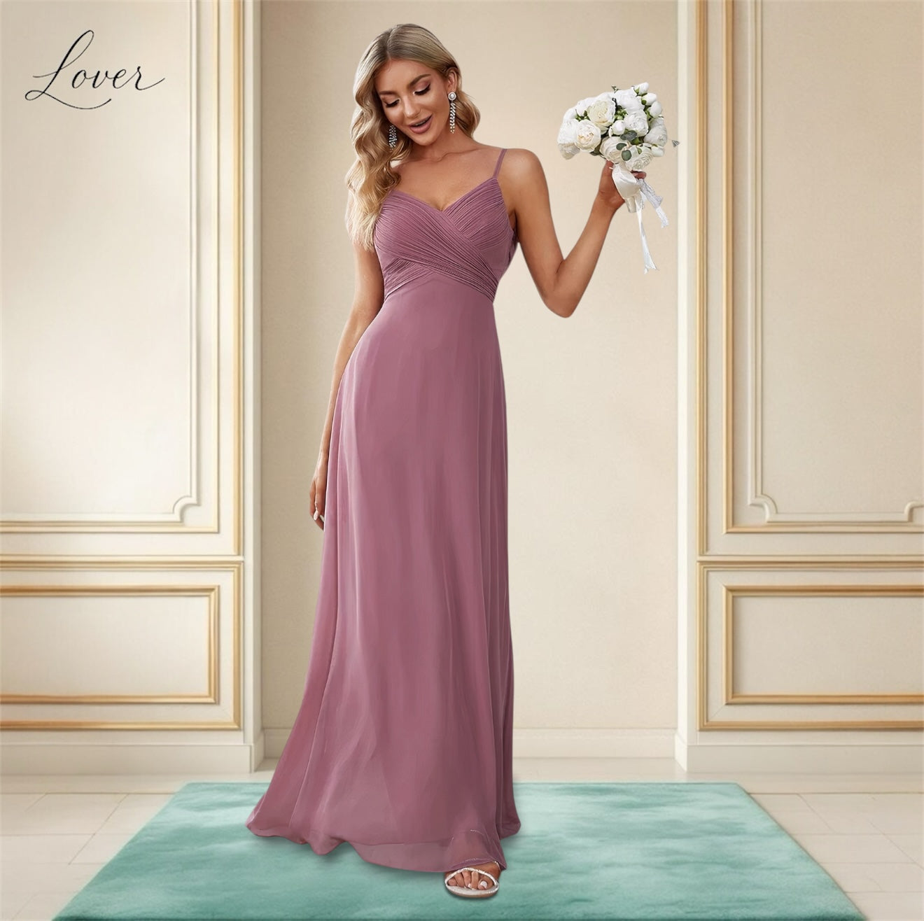 Vestido mauve de tirantes con espalda cowl