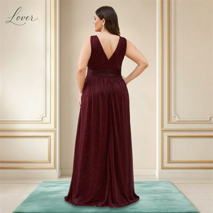 Vestido vino con brillos