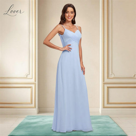 Vestido celeste de tirantes con espalda cowl