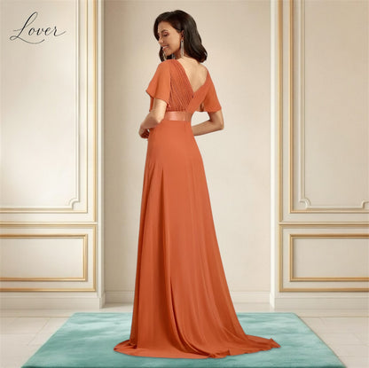 Vestido peach de manga corta