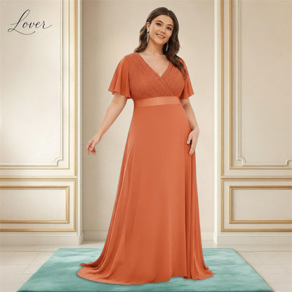 Vestido peach de manga corta