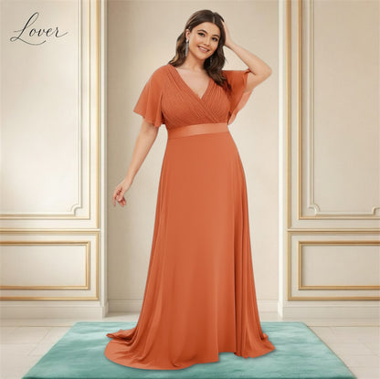 Vestido peach de manga corta