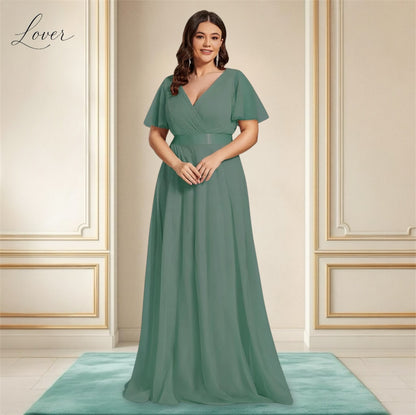 Vestido verde eucalipto con mangas