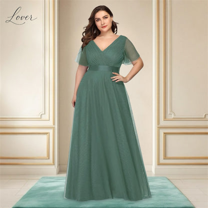 Vestido verde eucalipto con mangas