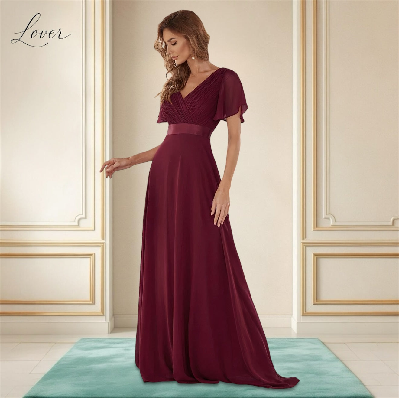 Vestido vino con mangas