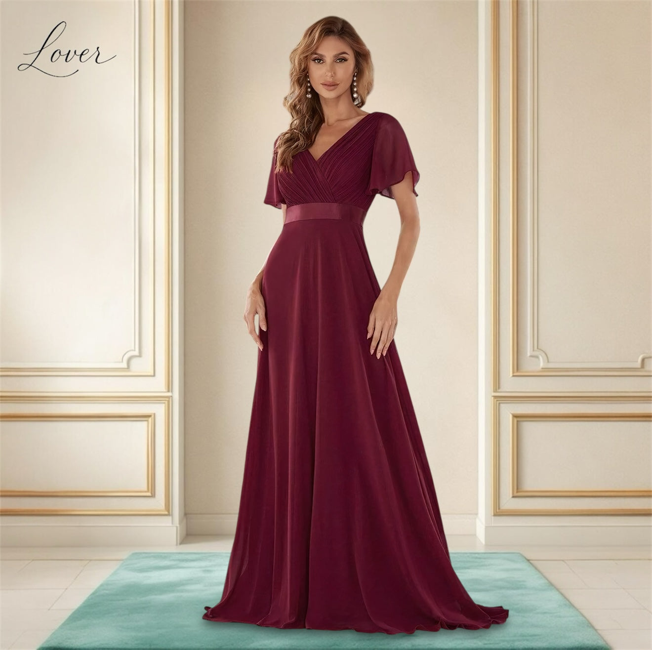 Vestido vino con mangas