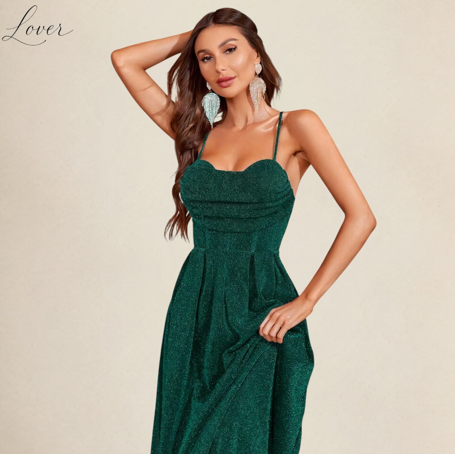 Vestidos verde esmeralda de brillos