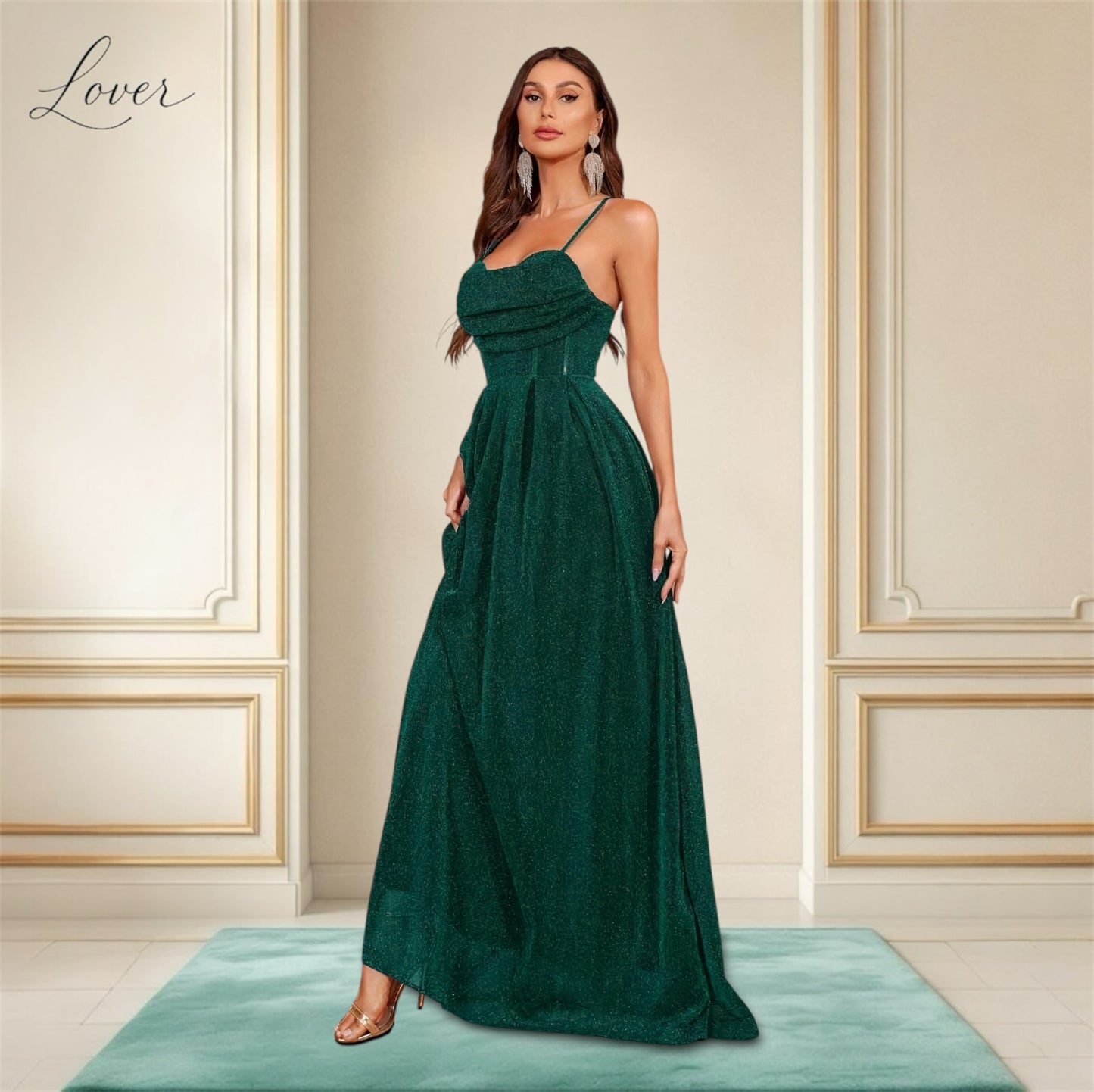 Vestidos verde esmeralda de brillos