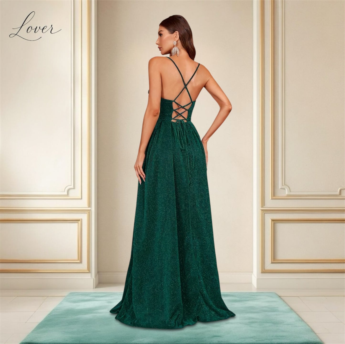 Vestidos verde esmeralda de brillos
