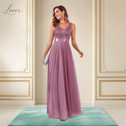 Vestido mauve con detalles en top