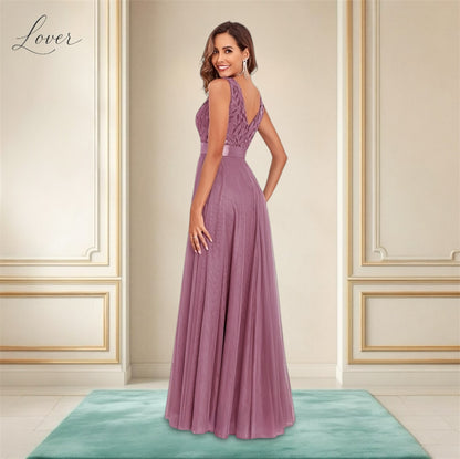 Vestido mauve con detalles en top