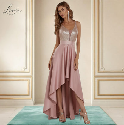 Vestido mauve asimétrico