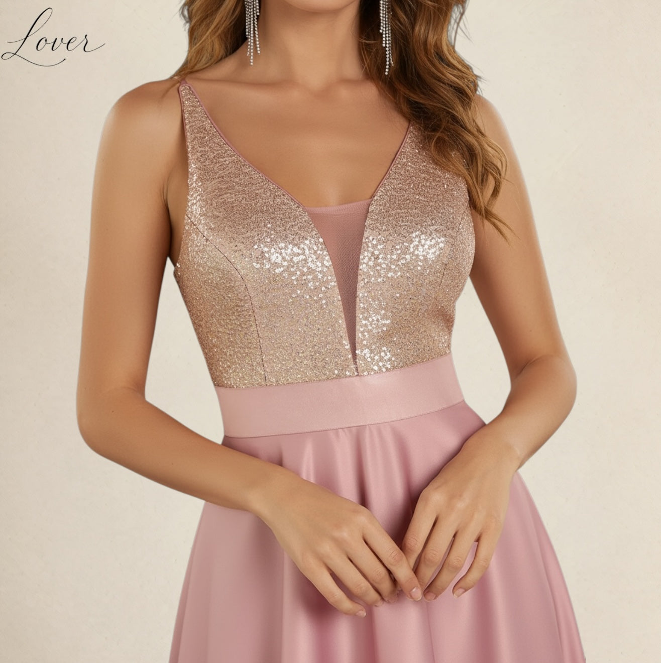 Vestido mauve asimétrico