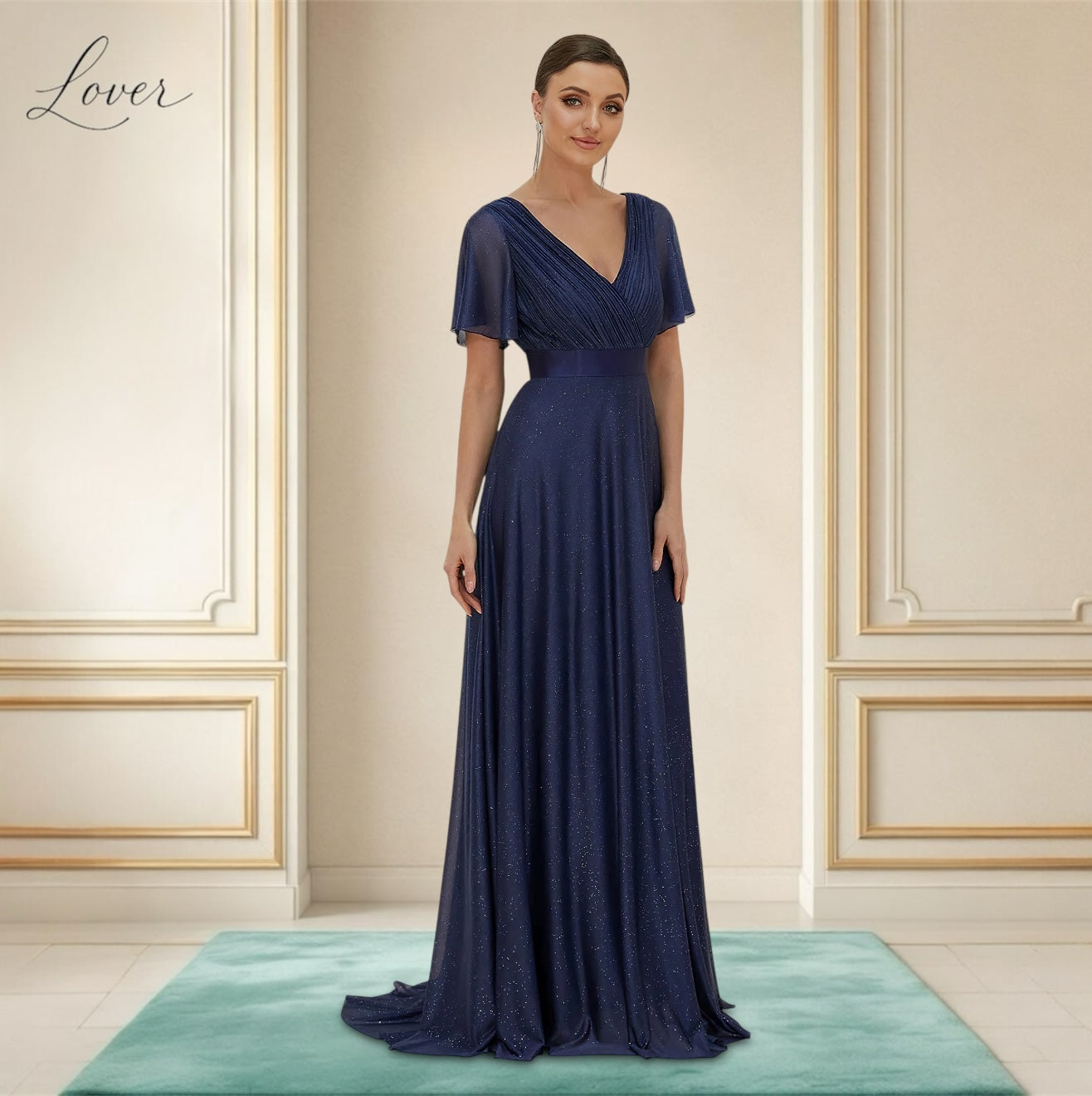 Vestido azul navy con destellos