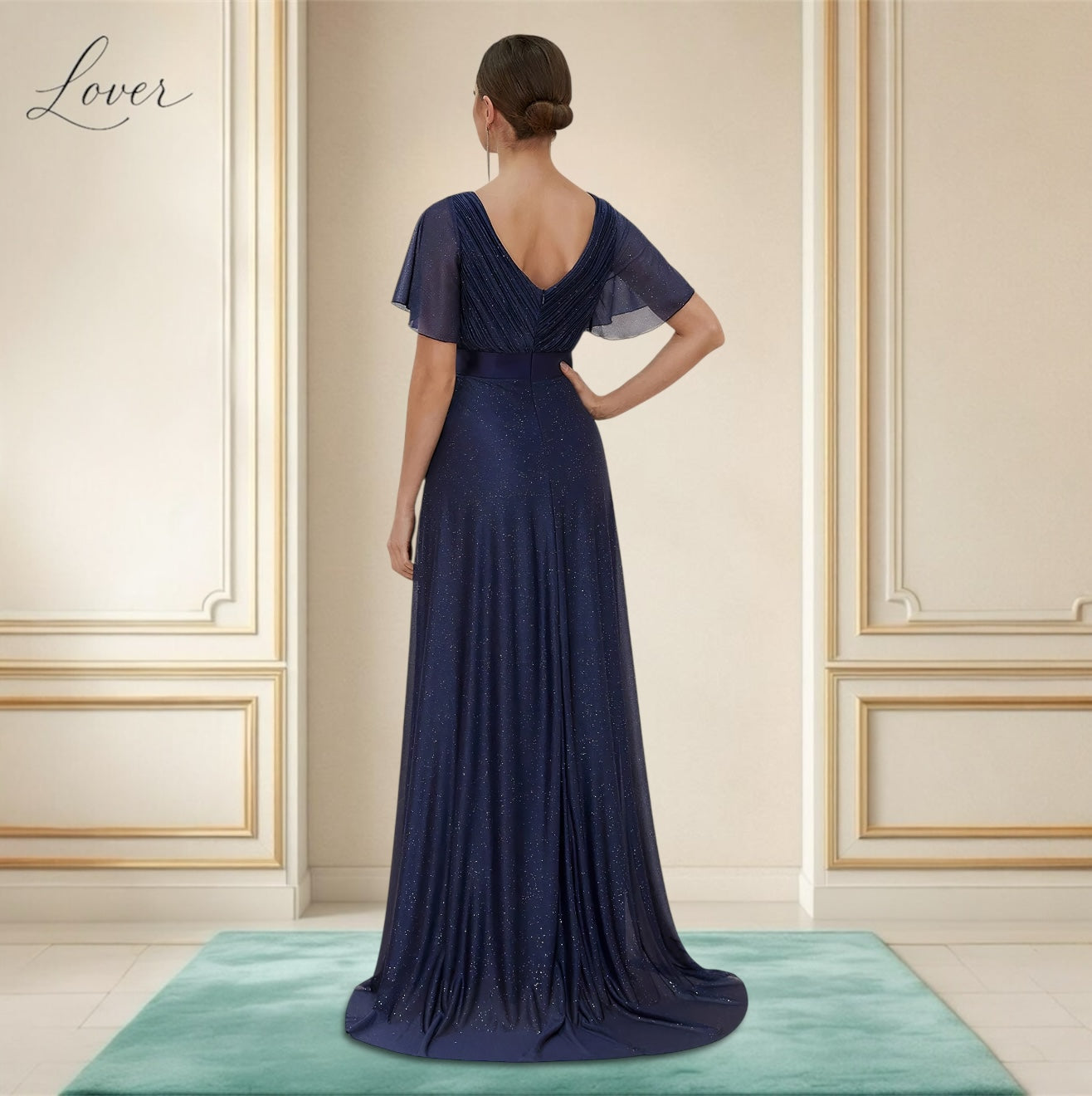 Vestido azul navy con destellos