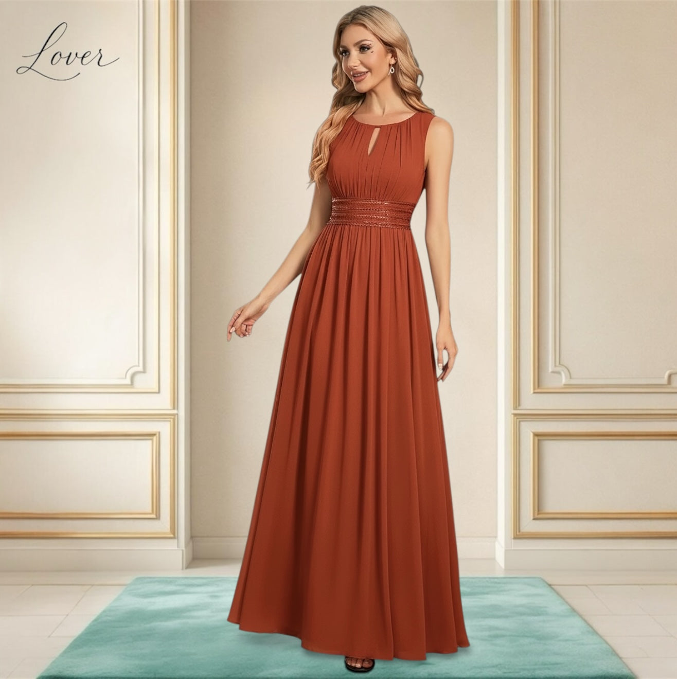 Vestido terracota halter