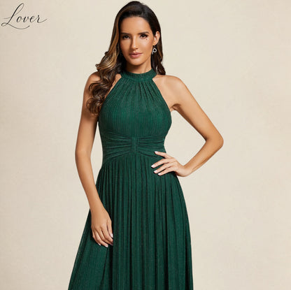 Vestido verde esmeralda halter