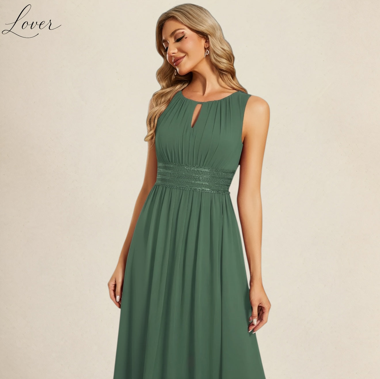 Vestido verde eucalipto halter
